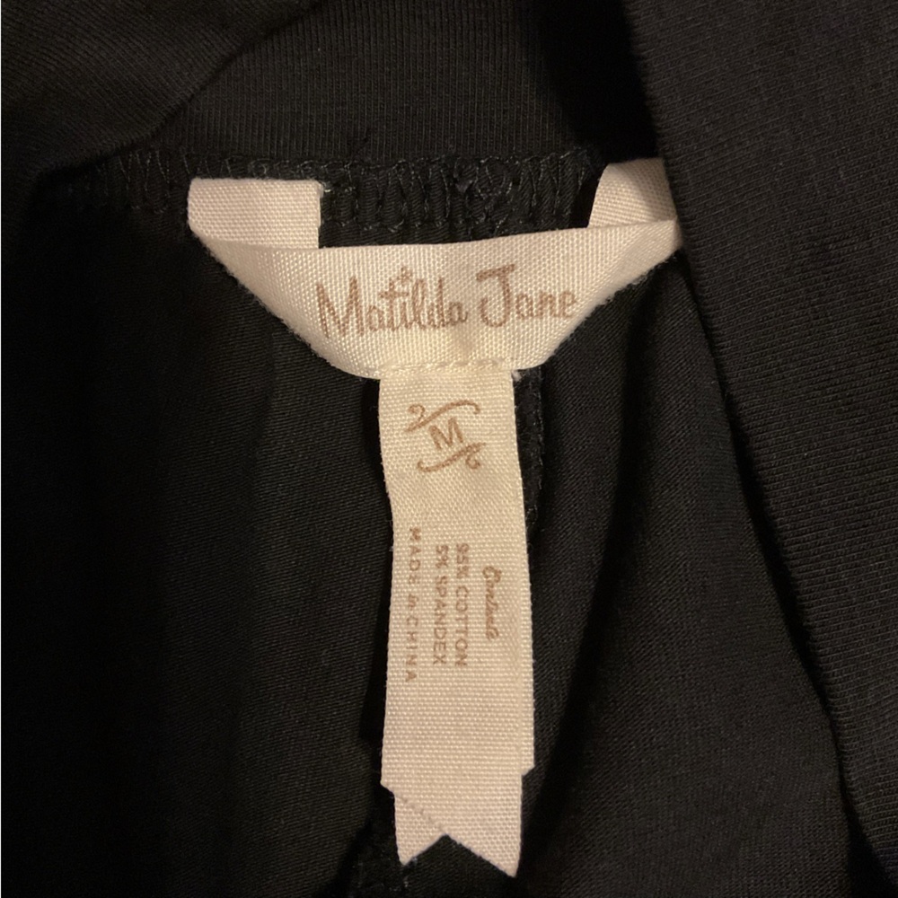 Matilda Jane Big Ruffle Wide Leg Cropped Pull On Black Stretch Pants Women’s M - Picture 9 of 12